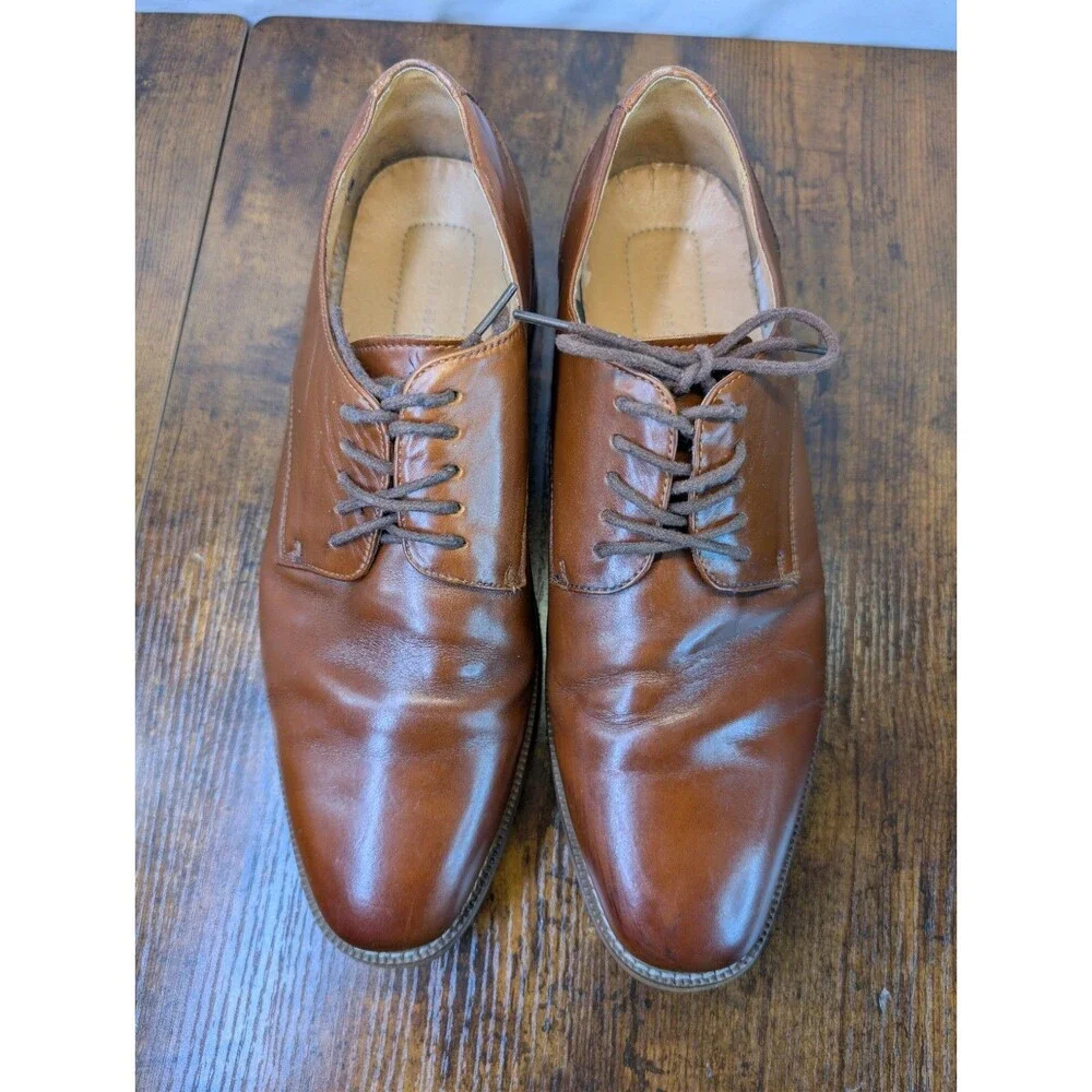 Joseph Abboud Mens Brown Leather Lace-Up Oxford Dress Shoes Size 10 1/2D
